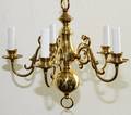 091532 BRASS FIVE LIGHT CHANDELIER H 14 W 15