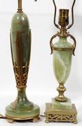 091523 GREEN ONYX TABLE LAMPS C 1930 TWO