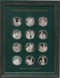 091507 STERLING NORMAN ROCKWELL MEDALS SET OF 12