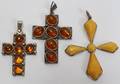 081438 AMBER  STERLING PENDANTS THREE L 1 12  2
