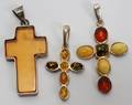 081434 AMBER  STERLING PENDANTS THREE L 1 12