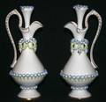 070461 PORTUGUESE PORCELAIN CRUETS PAIR H 8 W 3
