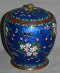 070456 JAPANESE CLOISONN COVERED JAR H 6 DIA 5