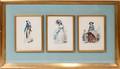 062453 FRENCH FASHION PRINTS THREE FRAMED AS ONE 1875
