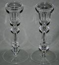 110473 WATERFORD CUT CRYSTAL CANDLESTICKS PAIR H 8