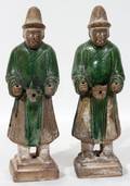 100497 CHINESE TERRACOTTA TRADESMAN FIGURES PAIR