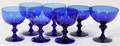101487 COBALT BLUE GLASS STEMWARE SEVEN PIECES