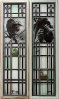 092505 LEADED AND STAINED GLASS WINDOWS PAIR H 58