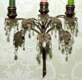 092501 FRENCH GILT METAL  CRYSTAL LIGHT SCONCES