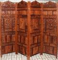 081483 INDIAN WOOD FOURPANEL SCREEN H 73 12