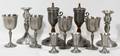 070479 PEWTER LAMPS CANDLESTICKS GOBLETS ETC