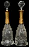 111029 MOSER SPLENDID GOLD GLASS DECANTERS TWO