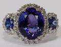 111044 GOLD TANZANITE SAPPHIRE  136CT DIAMOND RING