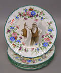 Five German porcelain plates marked Car Saxe