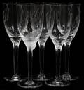 110008 LALIQUE CUT CRYSTAL WINE GLASSES FIVE H 8