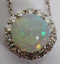 110053 14KT WGOLD  OPAL  200CT DIAMOND NECKLACE