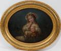 102002 EUROPEAN OVAL OIL ON TIN PANEL 19TH C