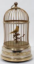 100060 FRENCH SINGING BIRD IN CAGE MUSIC BOX H 11