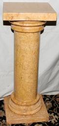 100049 YELLOW TEXTURED MARBLE PEDESTAL H 36 DIA 14