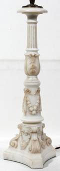 091027 ITALIAN CARVED MARBLE LAMP C 1920 H 35