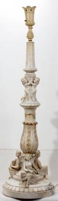 091025 ITALIAN CARVED MARBLE FIGURAL TORCHIERE BASE