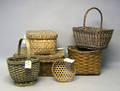 Group of splint reed baskets to include cheese basket and 2 lidded baskets