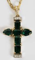 080020 700CT EMERALD  40CT DIAMOND CROSS PENDANT