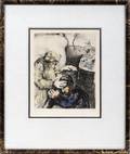 072034 MARC CHAGALL HAND COLORED ETCHING 1958