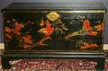070024 CHINESE BLACK LACQUER CHEST H 34 W 58