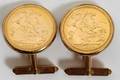 031072 BRITISH POUND 9KT YELLOW GOLD CUFFLINKS PAIR