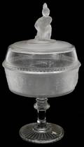 011080 AMERICAN WESTWARD HO PATTERN GLASS COMPOTE