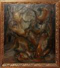 SHAW OIL ON CANVAS 1931 36 X 28 MONKEYS