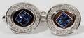 031134 18KT WHITE GOLD DIAMOND  SAPPHIRE CUFF LINKS