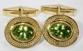 031133 18KT YELLOW GOLD  PERIDOT CUFF LINKS PAIR