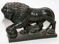 CARVED MARBLE LION H 12 L 15