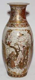 JAPANESE SATSUMA EARTHENWARE VASE MEIJI PERIOD