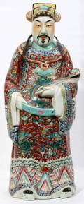 020100 CHINESE ENAMELED PORCELAIN FIGURE H 23 L 8
