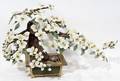 011213 JADE HARD STONE AND BRASS BLOSSOM TREE H 10