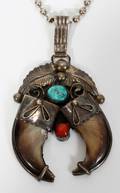 011192 NAVAJO SILVER  TURQUOISE PENDANT