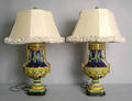 Pair of Majolica style table lamps
