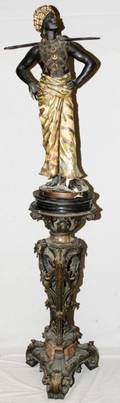 012087 CONTINENTAL PAINTED PLASTER BLACKAMOOR SCULPTUR