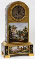 122088 FRENCH HAND PAINTED PORCELAIN CLOCK 19TH C