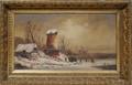 030088 DUTCH OIL ON CANVAS C 1880 10 X 18 WINTER