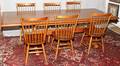 022131 STICKLEY TABLE  8 CHAIRS PLUS ADDITIONAL TOP