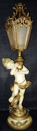 020131 ITALIAN POTTERY FIGURAL LAMP H 38