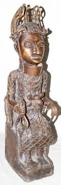 020120 BENIN BRONZE SCULPTURE 25 X 8 X 7 KING