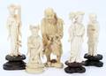 020117 CHINESE CARVED IVORY FIGURES FIVE H 3  4