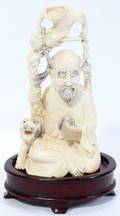 020109 CHINESE CARVED IVORY FIGURE H 6 L 3