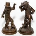 AFTER FRATIN BRONZE SCULPTURES PAIR H 7