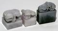 CHINESE CARVED JADE SEALS THREE H 1 12  2